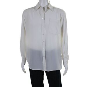 Calvin Rucker Womens Long Sleeve Collared Button Down Shirt White 36 in